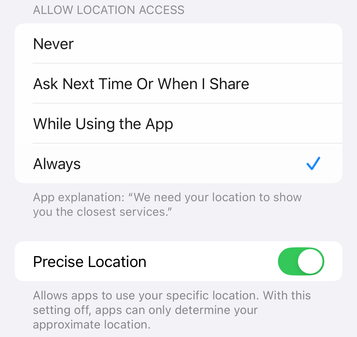 Location Permission Setting